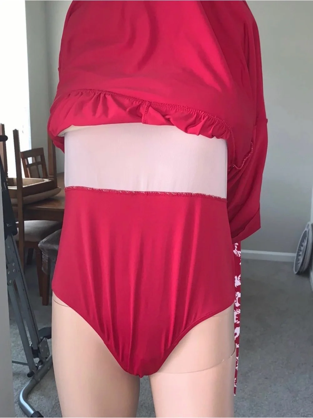 ellos Red Swimdress with Floral Waist Tie